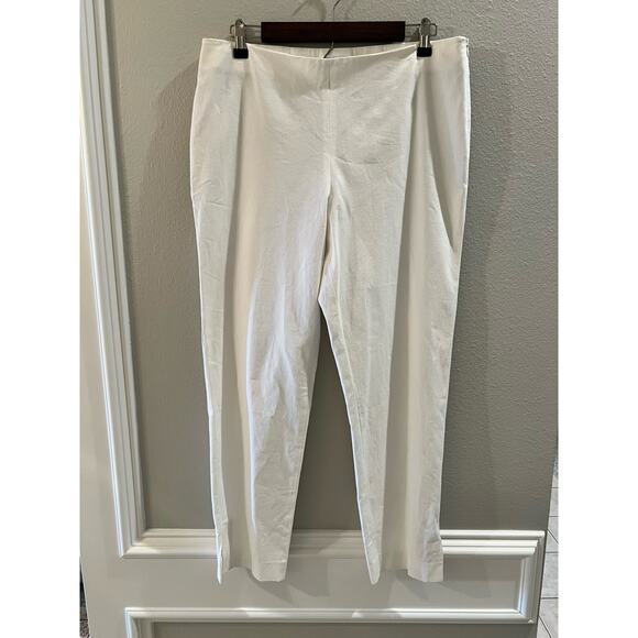 Rivamonti Women's White Side Zip Stretch Size 12 Ankle Pants